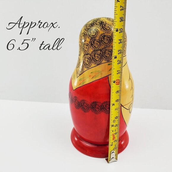 Russian Nesting Dolls Matryoshka Set 6 VTG 1965 Mampewka 6.5" Wood Hand Painted - Picture 3 of 14